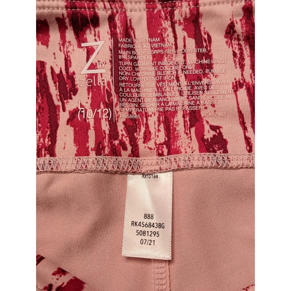 Zella Leggings Girl Lrg Pink Print Athletic High Waist Yoga Pockets NWOT